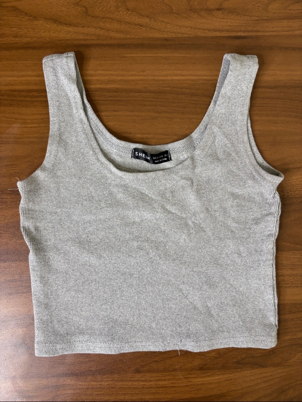 SHEIN Light Grey Ribbed Crop Tank Top - XS